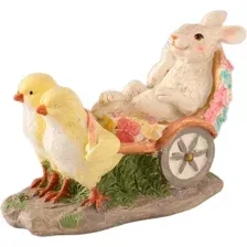 Статуэтка Sima-Land Цыплята везут кролика в колеснице / 10583227