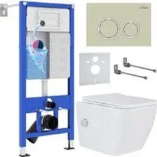 Унитаз подвесной Roxen Cube bidet в комплекте с инсталляцией StounFix Dual Fresh 6 в 1 966246 (кнопк