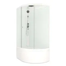 Кабина душевая Domani-Spa Simple 128 high L, высокий поддон, белые стенки,  прозрачное стекло, размер 120*80*218 см (V1.2)