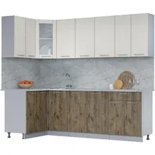 Готовая кухня Интерлиния Мила 12x24 (персидский жемчуг/дуб веллингтон/серый каспий)