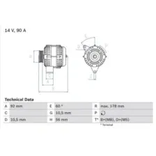 Генератор BOSCH 0 986 039 750