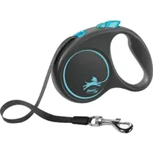 Поводок-рулетка Flexi Black Design, FU12T5.251.S CHBL, S, лента, 5 м
