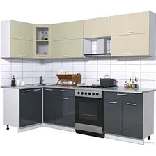 Готовая кухня Интерлиния Мила Gloss 60-12x27 (ваниль/асфальт глянец)