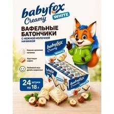 Батончики BabyFox Creamy White  вафельные с молочно-ореховой начинкой  24шт18г