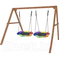 Качели National Tree Company Деревянные с двумя гнездами Гексагон / Р911-79