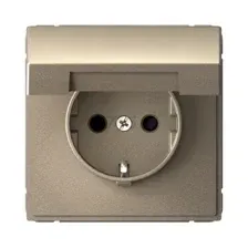 Розетка скрытая с заземлением со шторками и крышкой SYSTEME ELECTRIC ArtGallery шампань (GAL000546S)