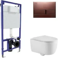 Унитаз подвесной Berges Wasserhaus Tornas Rimless + Visam Slim 525 EX-043412 (с кнопкой, с сиденьем)