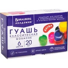 Гуашь Brauberg Академия классическая экстра / 192371 (6цв)