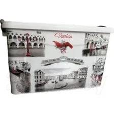 Контейнер для хранения Росспласт Венеция (35л, белый/черный)