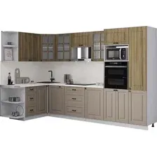 Готовая кухня Интерлиния Мила Деко 1.68x3.2 LV (луна/дуб вотан/опал светлый)