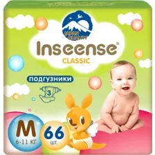 Подгузники Inseense Classic Plus M 6-11 кг InsCM66Lime (66 шт)