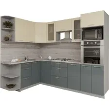 Готовая кухня Интерлиния Мила Gloss 1.68x2.6 левая (ваниль-асфальт)