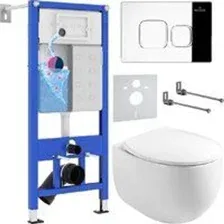 Унитаз подвесной Roxen Egg в комплекте с инсталляцией StounFix Dual Fresh 6 в 1 964100 (кнопка: хром