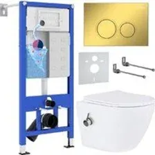 Унитаз подвесной Roxen Antares bidet в комплекте с инсталляцией StounFix Dual Fresh 6 в 1 968097 (кн