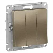 Выключатель 3-клавишн. мех. ATLASDESIGN сх. 1+1+1 шампань 10АХ арт. ATN000531