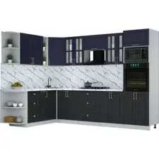 Готовая кухня Интерлиния Мила Шато 1.88x3.0 ВТ LV (индиго/черный/белый гранит)