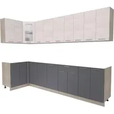 Готовая кухня Интерлиния Мила 12x30 без столешницы (вудлайн кремовый/антрацит)