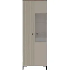 Шкаф-витрина Black Red White Domenica REG1D1W (глиняный серый/дуб сильвержек ореховый)