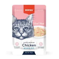 Пауч для кошек Wanpy Cat "Кусочки курицы и креветки" 85 г