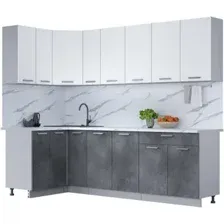 Готовая кухня Интерлиния Мила Лайт 1.2x2.5 (белый платинум/бетон портленд/белый гранит)