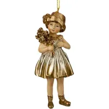 Елочная игрушка Erich Krause Decor. Девочка с цветами золотая / 64499