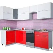 Готовая кухня Интерлиния Мила Gloss 50-12x26 (белый/красный глянец)
