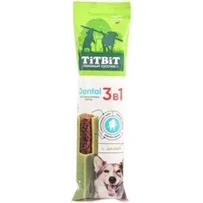 Лакомство для собак TiTBiT Dental 3 в 1 с мятой для крупных пород / 25840 (95г)