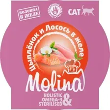 Molina Консервы для кошек (Цыпленок и лосось в желе) 75 г