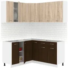 Готовая кухня Кортекс-мебель Корнелия Лира 1.5x1.8 Без столешницы (дуб сонома/венге)