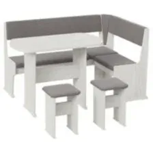 Обеденная группа Трия Рио (дуб крафт белый/микровелюр Duna Steel)