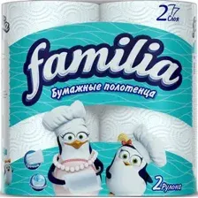 FAMILIA полотенца бумажные белые двухслойные 2шт