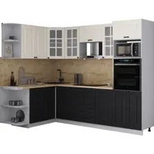 Готовая кухня Интерлиния Мила Деко 1.68x2.6 LV (черный/белый/дуб бунратти)