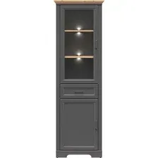 Шкаф-витрина Black Red White Jasmin REG1W1D1S с подсветкой (графит/дуб артизан)
