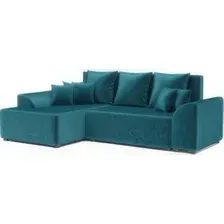 Диван угловой Mebel-Ars Каскад левый (бархат сине-зеленый Star Velvet 43 Black Green)