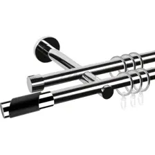 Карниз для штор настенный двухрядный АС ФОРОС Dance Париж D19Г/19Г 3,0 м хром/черный