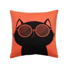 Подушка декоративная MATEX MEOW. Размер: 35x35 Цвет: лососевый, иссиня-черный