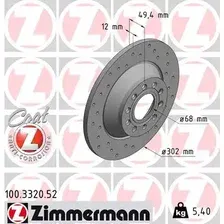Тормозной диск ZIMMERMANN 100.3320.52 полный, перфорированный , задняя ось