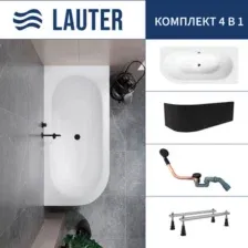 Ванна Lauter Bliss 170 P 21201072P (с ножками, лицевым экраном черного цвета и сифоном 21Y11021 матовый черный)