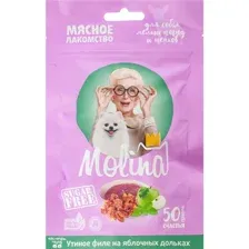 Лакомство для собак Molina Утиное филе на яблочных дольках, 50 г