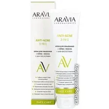  Aravia Крем для умывания Laboratories Крем+скраб+маска с AHA-кислотами Anti-Acne 3-in-1 100 мл