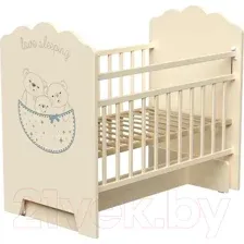 Детская кроватка VDK Love Sleeping колесо-качалка с маятником (слоновая кость)