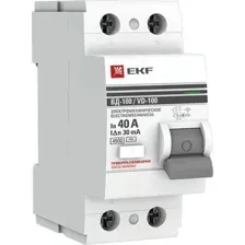 Устройство защитного отключения EKF PROxima ВД-100 2P 40А 30мА elcb-2-40-30-em-pro