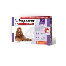 Капли Inspector Quadro С от наружных и внутренних паразитов для собак весом 10 - 25 кг - 1 пипетка