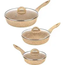 Набор сковород Elan Gallery Гармония вкуса 1211283 (медовый гранит)