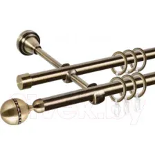 Карниз для штор АС ФОРОС Grace D16K/16Г + наконечники Кортеза (1.4м, антик)