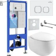 Унитаз подвесной Roxen Egg в комплекте с инсталляцией StounFix Dual Fresh 6 в 1 964077 (кнопка: белы