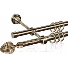 Карниз для штор АС ФОРОС Grace D16K/16Г + наконечники Милано (3м, антик)