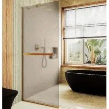 Душевая стенка MaybahGlass 99x195 MGD-1460-3у (бронзовое матовое стекло/золото)