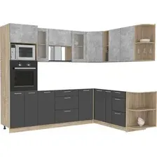 Готовая кухня Интерлиния Мила 1.88x2.6 правая без столешницы (бетон/антрацит)