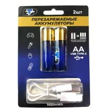 Аккумулятор ETP АА 1.5V + кабель Type-C ETP 1650 mAh 2 шт.